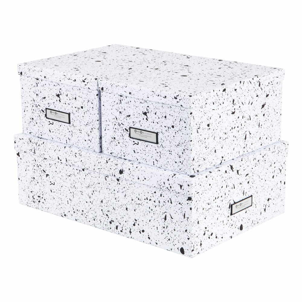 Set 3 cutii de depozitare Bigso Box of Sweden Inge, alb-negru