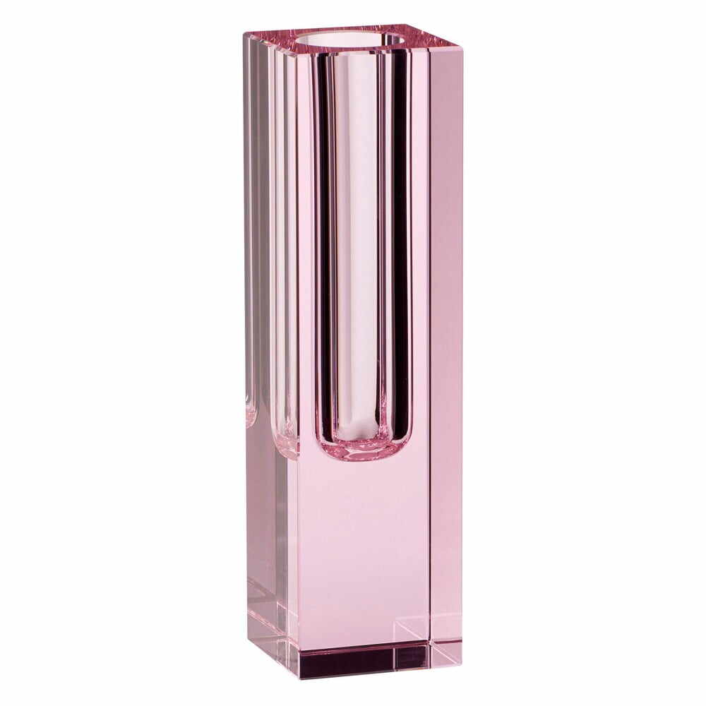 Vază din sticlă Hübsch Crystal, înălțime 18 cm, roz
