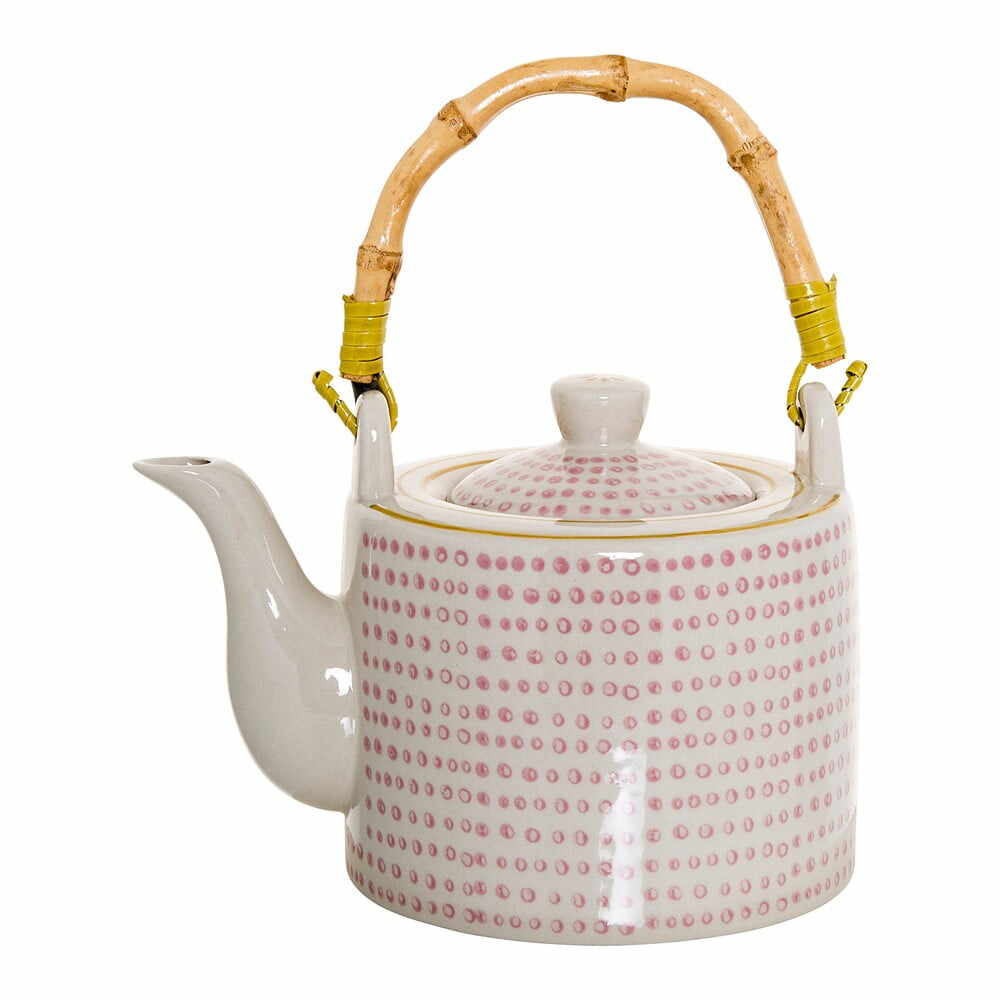 Ceainic din gresie ceramică Bloomingville Susie, 800 ml, roz-alb
