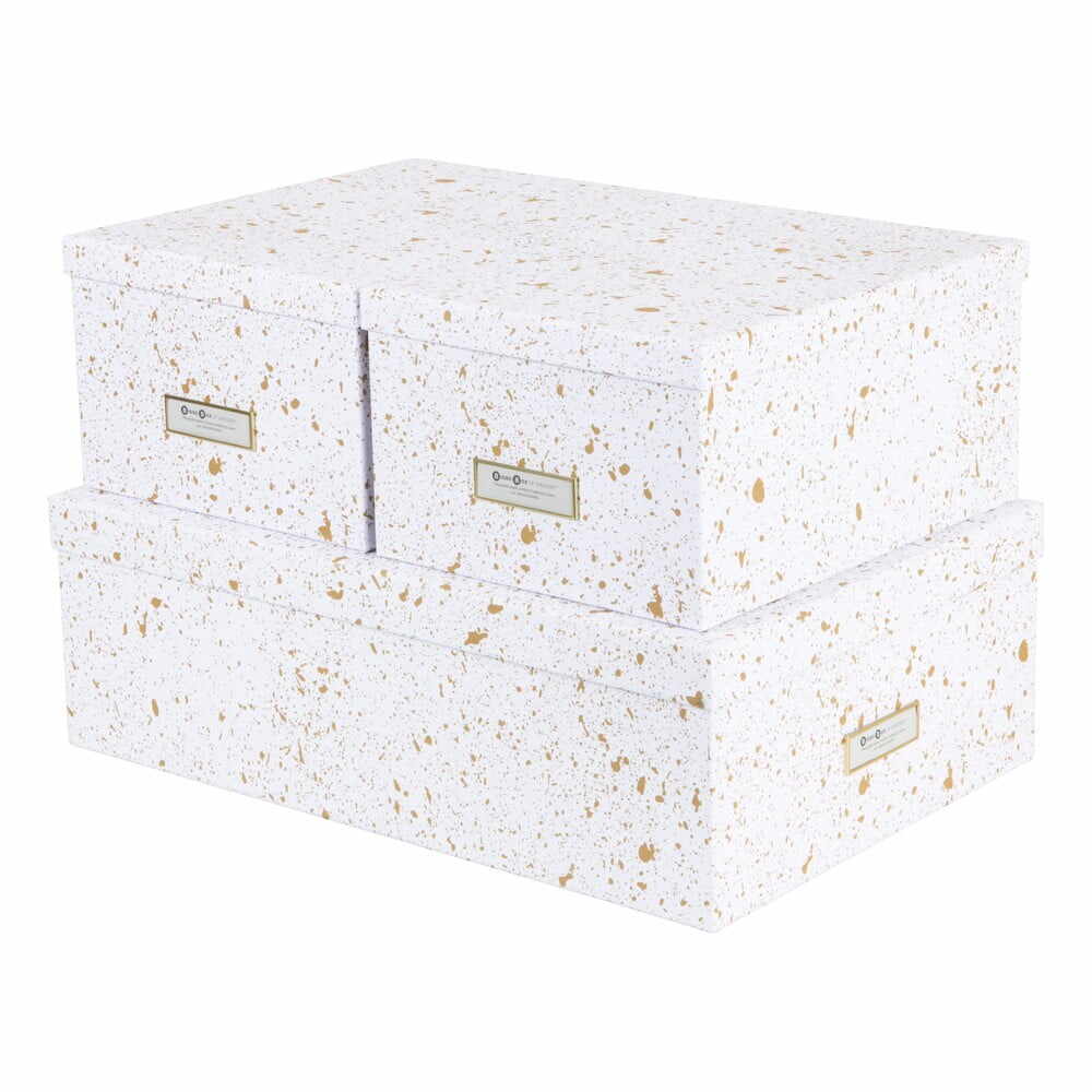 Set 3 cutii de depozitare Bigso Box of Sweden Inge, auriu-alb