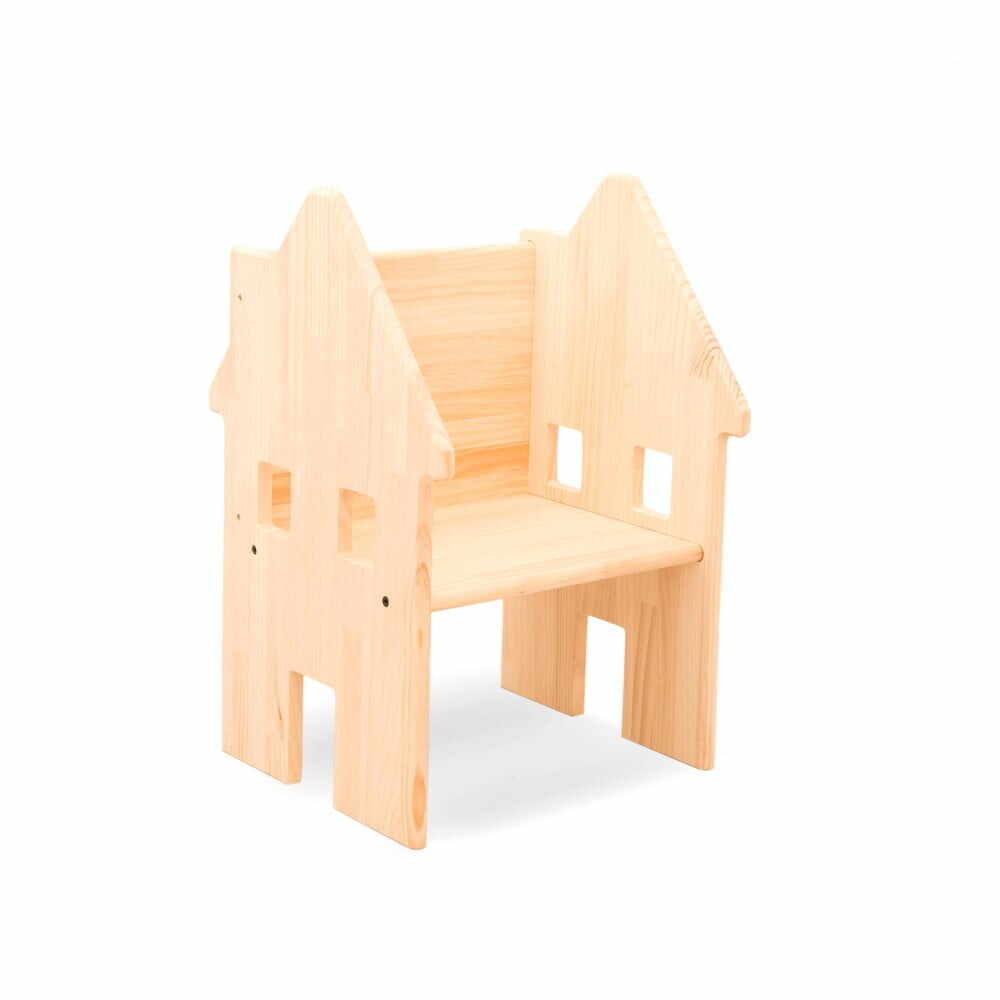 Scaun din lemn de pin pentru copii Little Nice Things Happy House