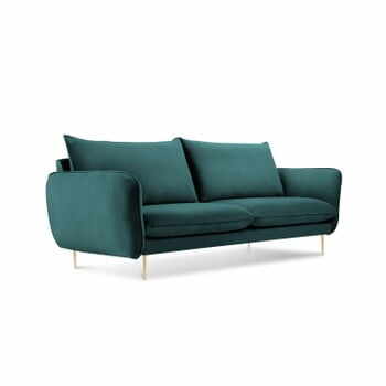 Canapea cu tapițerie din catifea Cosmopolitan Design Florence, verde petrol