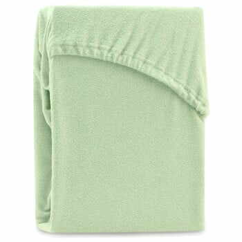 Cearșaf elastic pentru pat dublu AmeliaHome Ruby Light Green, 180-200 x 200 cm, verde deschis