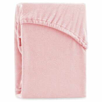 Cearșaf elastic pentru pat dublu AmeliaHome Ruby Peach, 220-240 x 220 cm, roz deschis