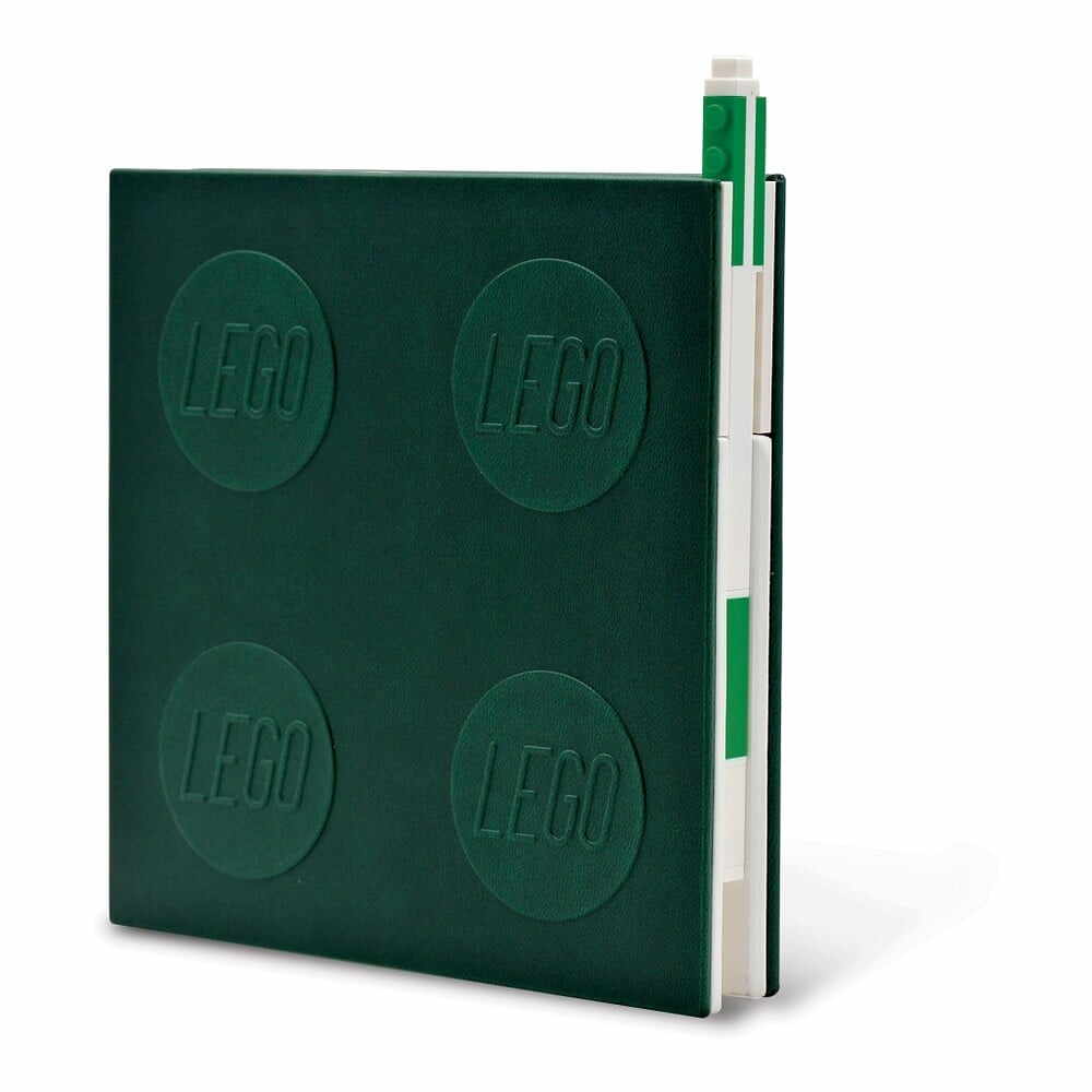 Caiet cu pix cu gel LEGO®, 15,9 x 15,9 cm, verde smarald