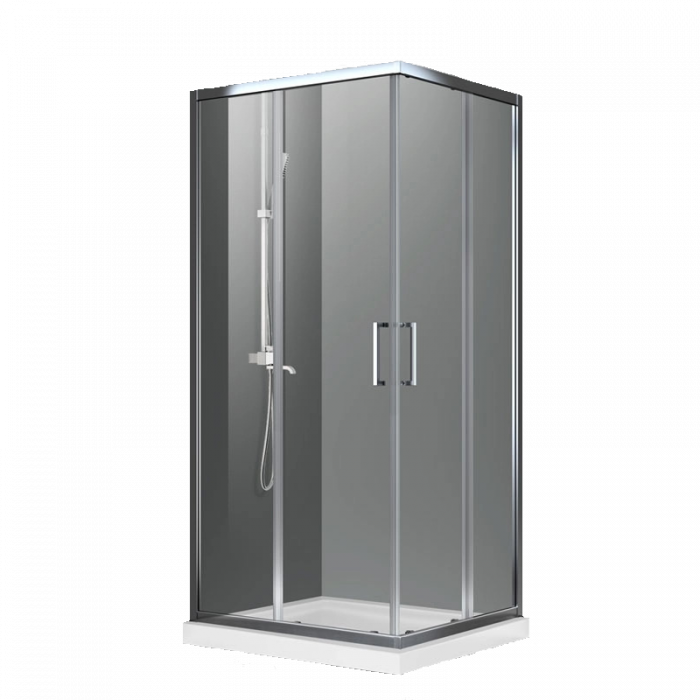 Cabina dus patrata crom 90x90 cm, Mediterraneo, Hector